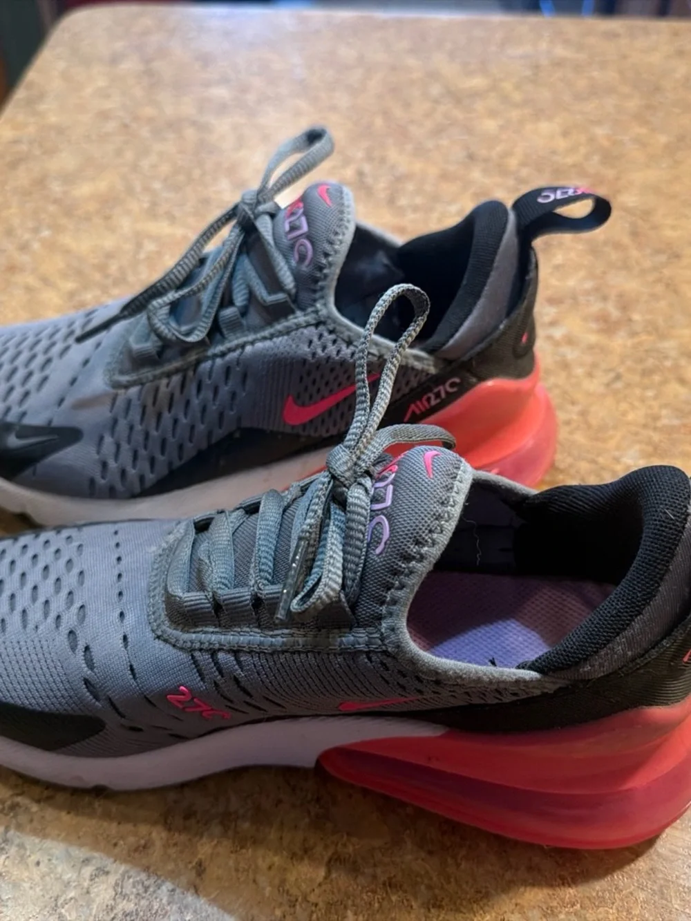 Nike Gray & Pink Air Max 270 Running Shoes